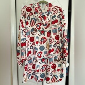 THROWZY BY MARLO LORENZ Americana Summer Towel Blanket Poncho NEW Lake B…